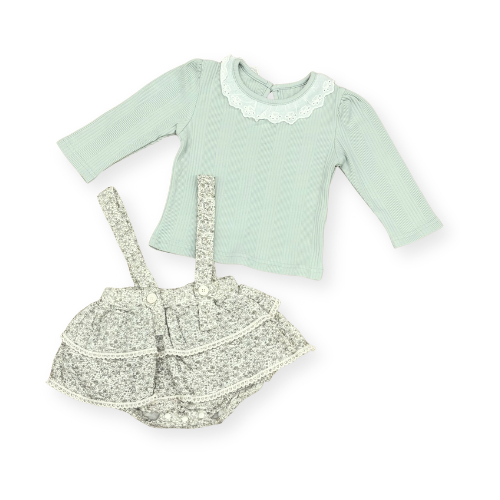 花柄ブルマとレース襟トップスの2点セット