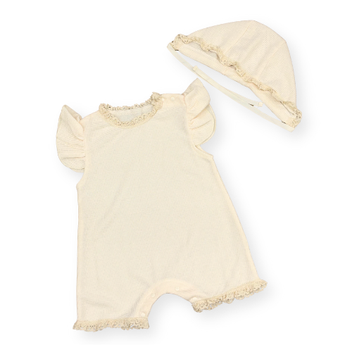 ふんわりフレアスリーブ・フリル襟ベビーロンパース