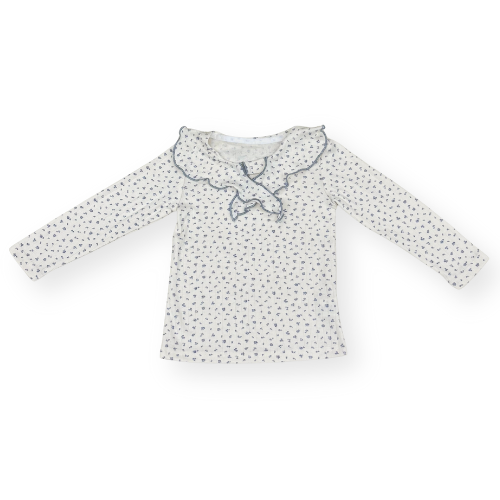 ふんわり袖フリルのスタンドカラーシャツ