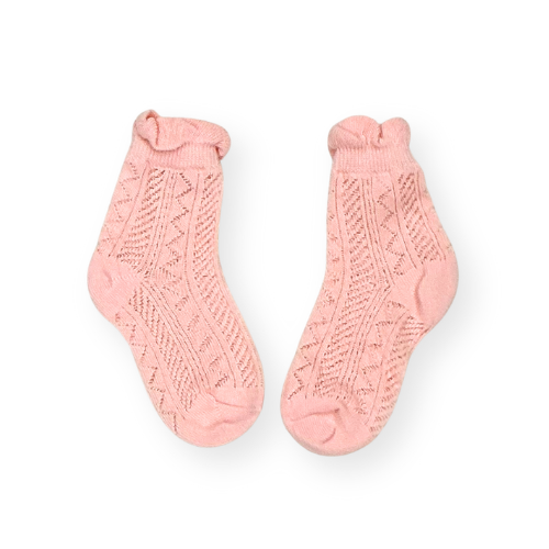 ポンポン付き 透かし編み ベビーソックス