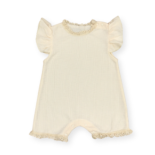 ふんわりフレアスリーブ・フリル襟ベビーロンパース
