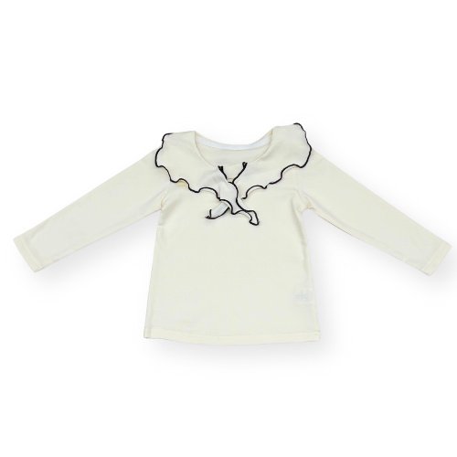 ふんわり袖フリルのスタンドカラーシャツ