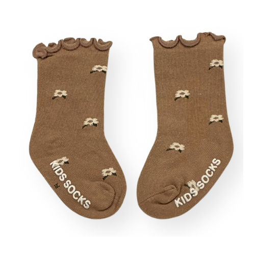 ナチュラルカラー 花柄ベビーソックス