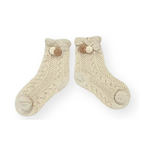 ポンポン付き 透かし編み ベビーソックス