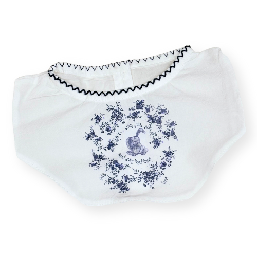 うさぎ刺繍 フリルスリーブロンパース＆スタイセット