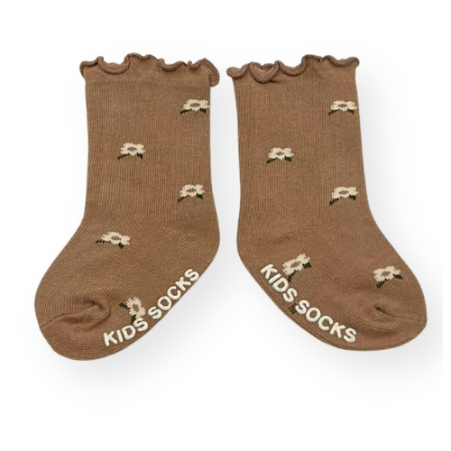 ナチュラルカラー 花柄ベビーソックス