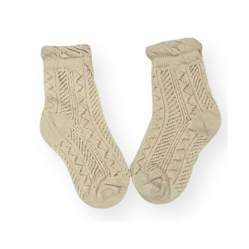 ポンポン付き 透かし編み ベビーソックス