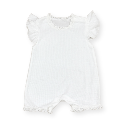 ふんわりフレアスリーブ・フリル襟ベビーロンパース
