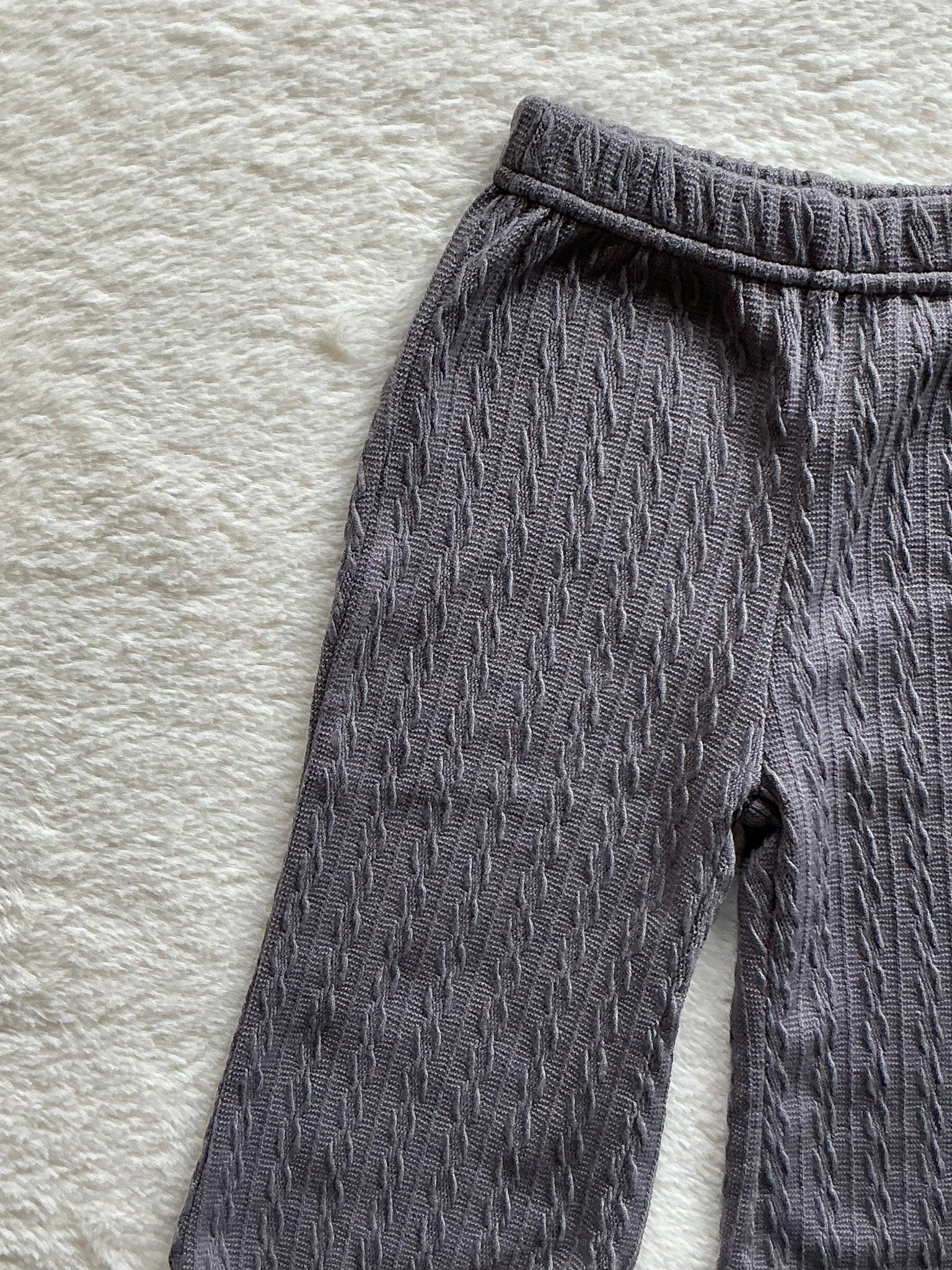 ナチュラルフリンジニットパンツ（ケーブル編み）