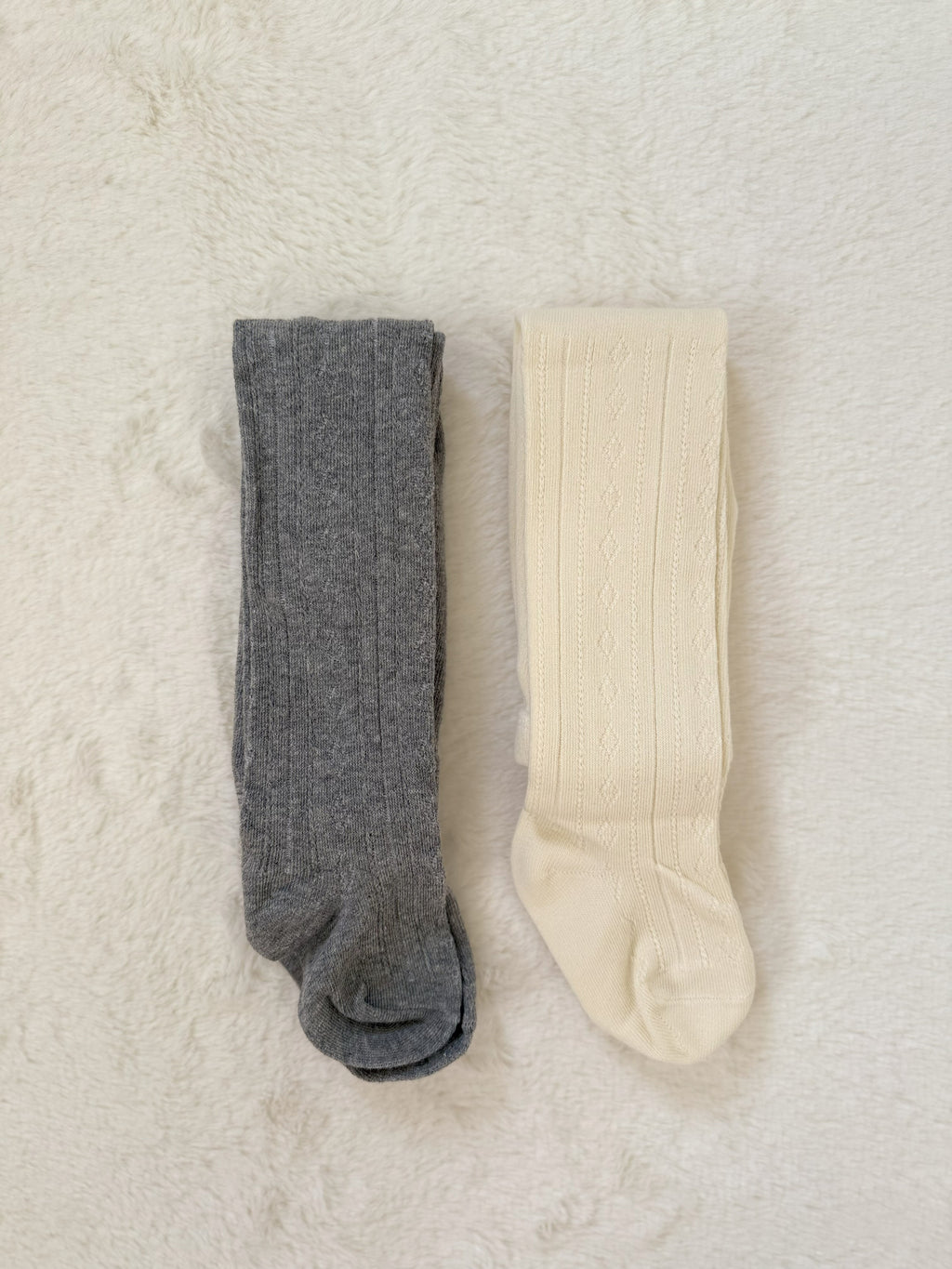 透かし編み風リブタイツ　ナチュラルデザイン・73cm／80cm・2色展開