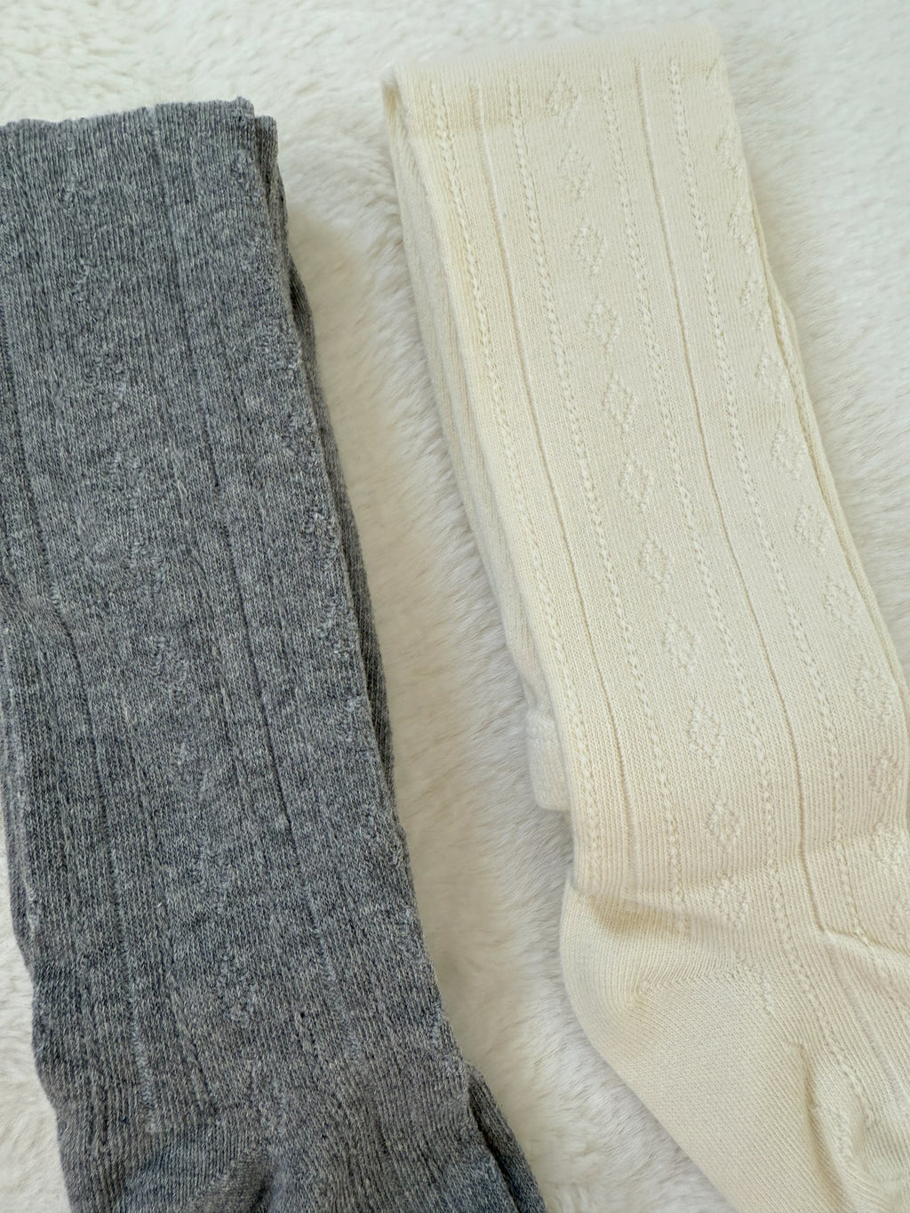 透かし編み風リブタイツ　ナチュラルデザイン・73cm／80cm・2色展開