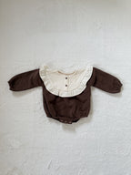 フリルヨーク長袖ロンパース