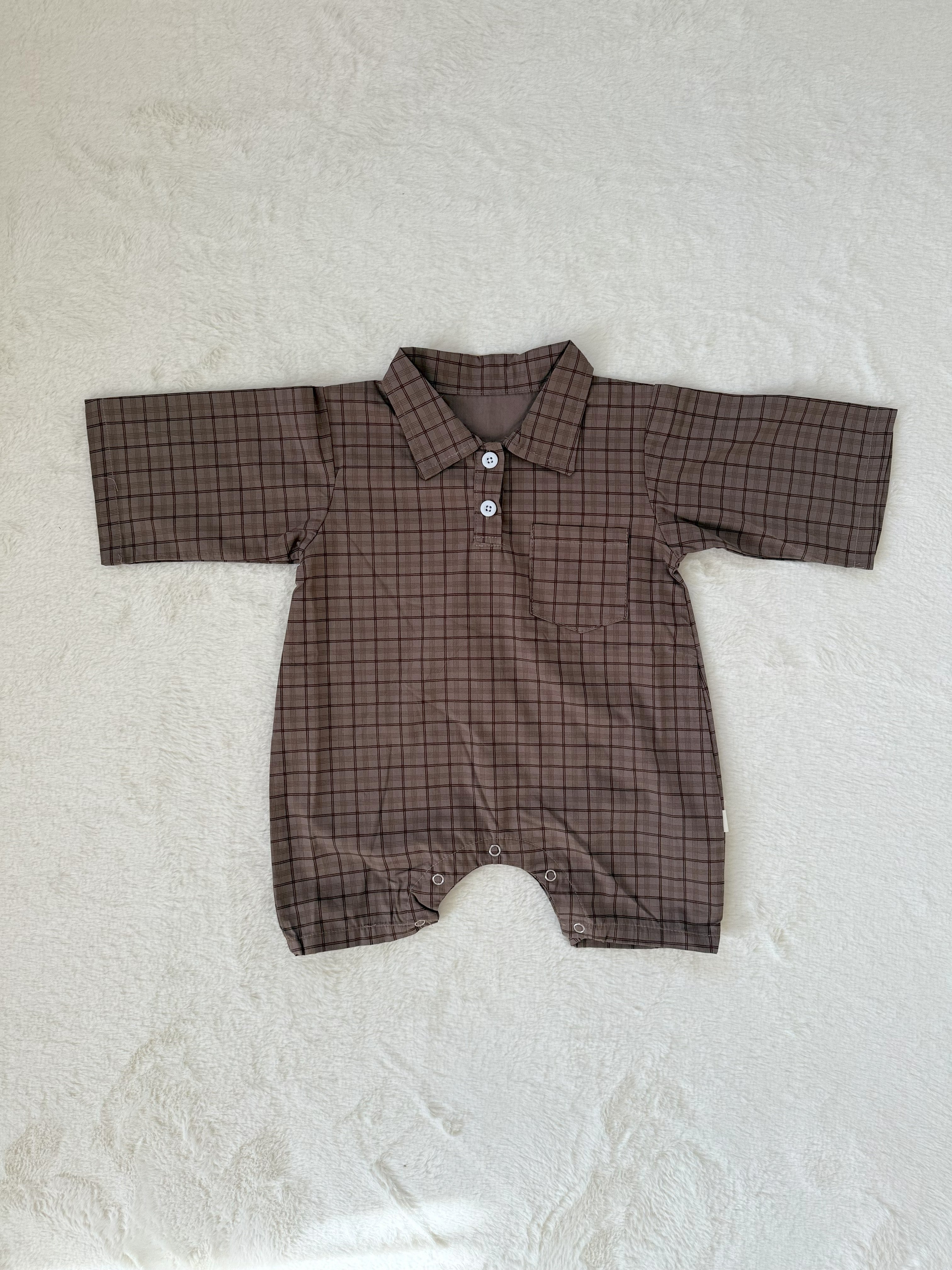 クラシックチェックシャツ風ロンパース