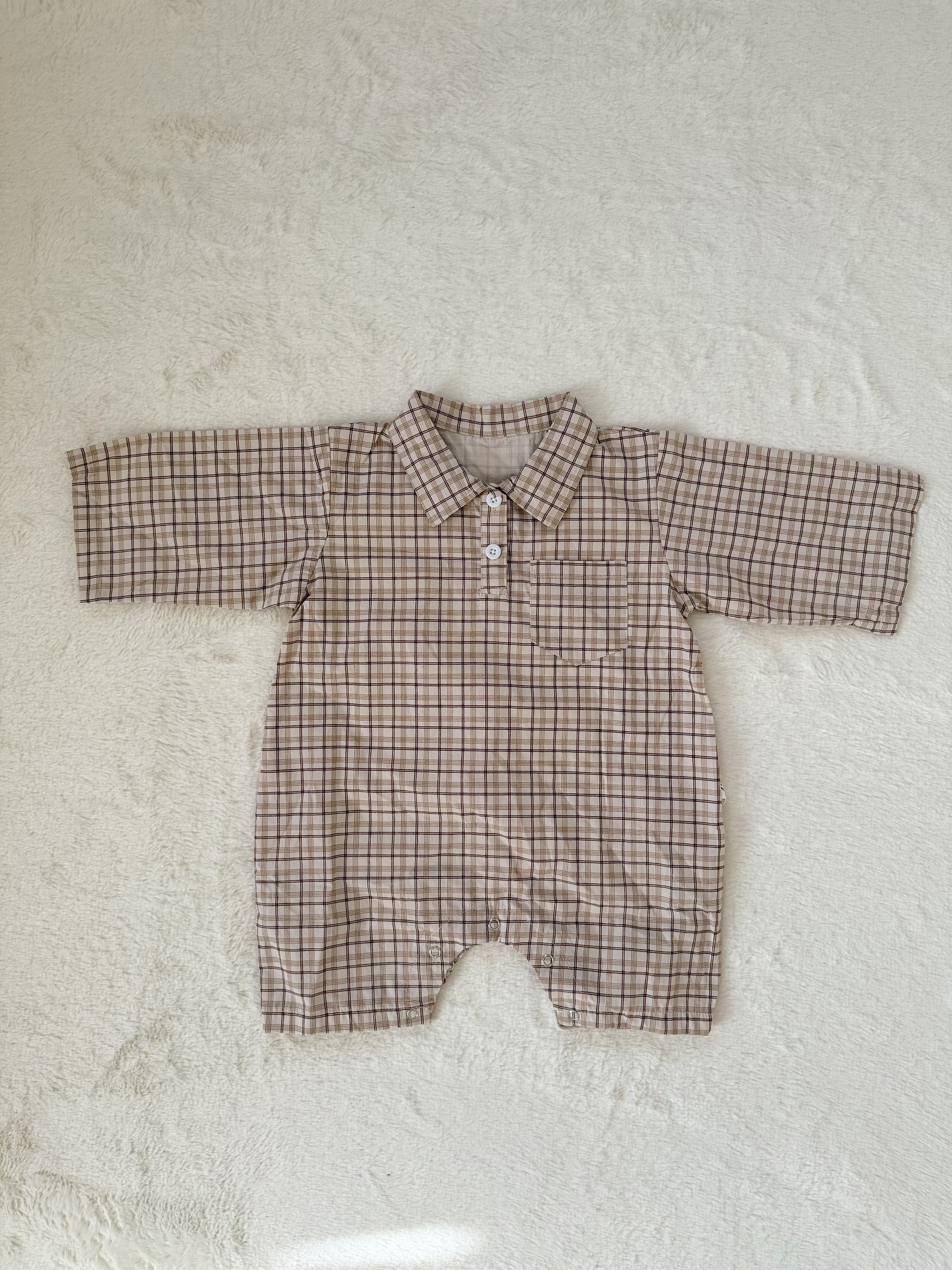 クラシックチェックシャツ風ロンパース