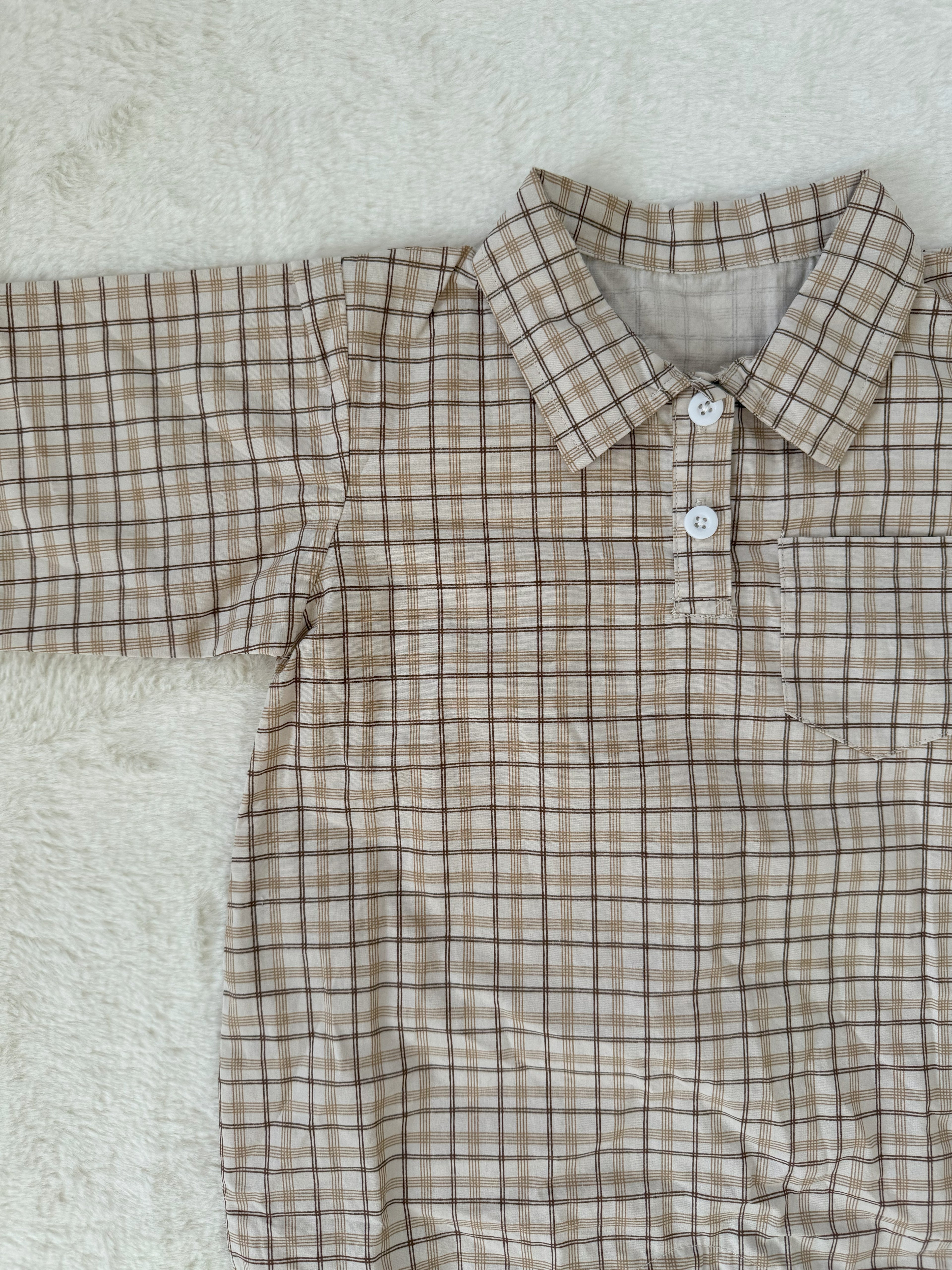 クラシックチェックシャツ風ロンパース