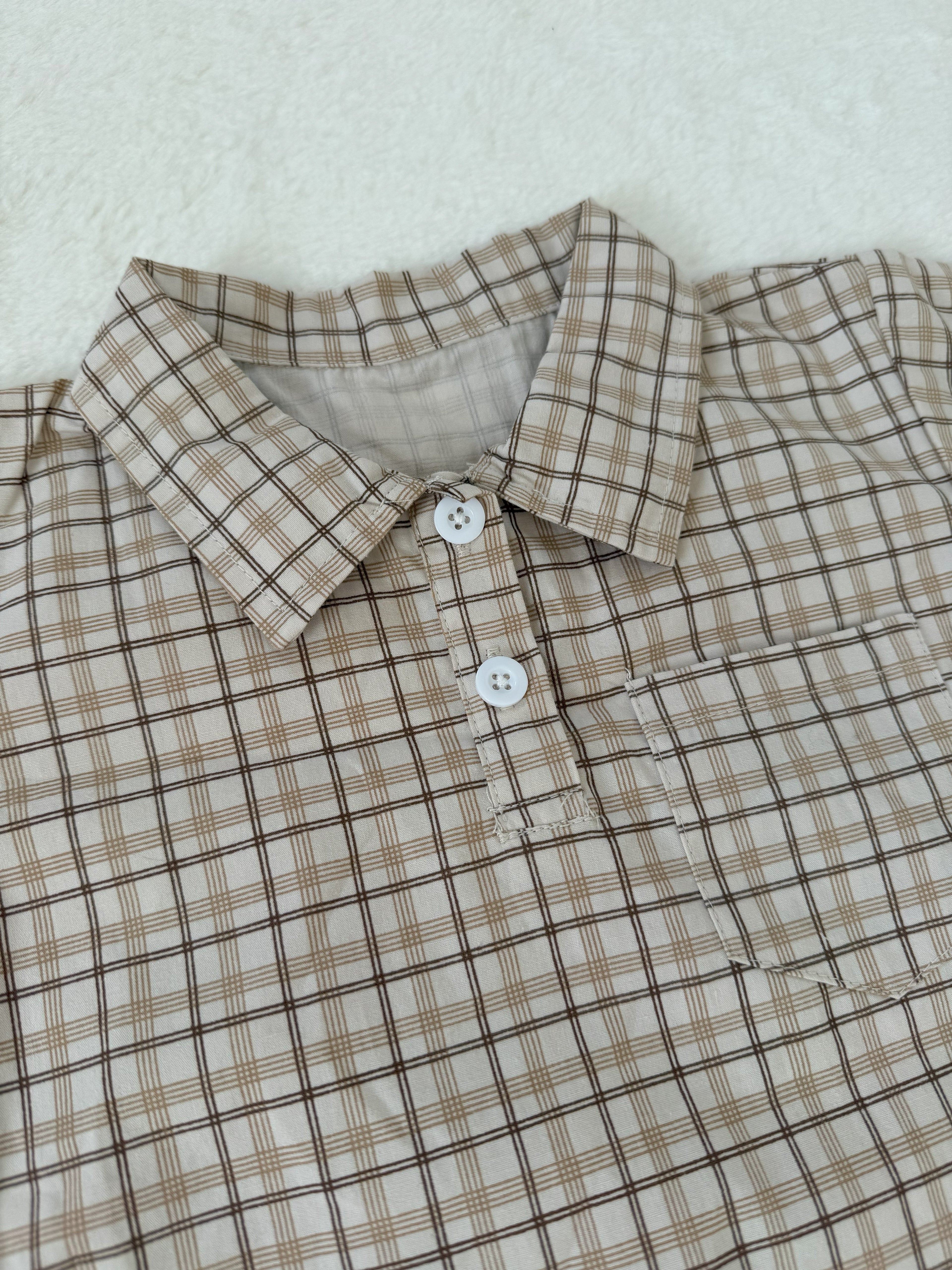 クラシックチェックシャツ風ロンパース