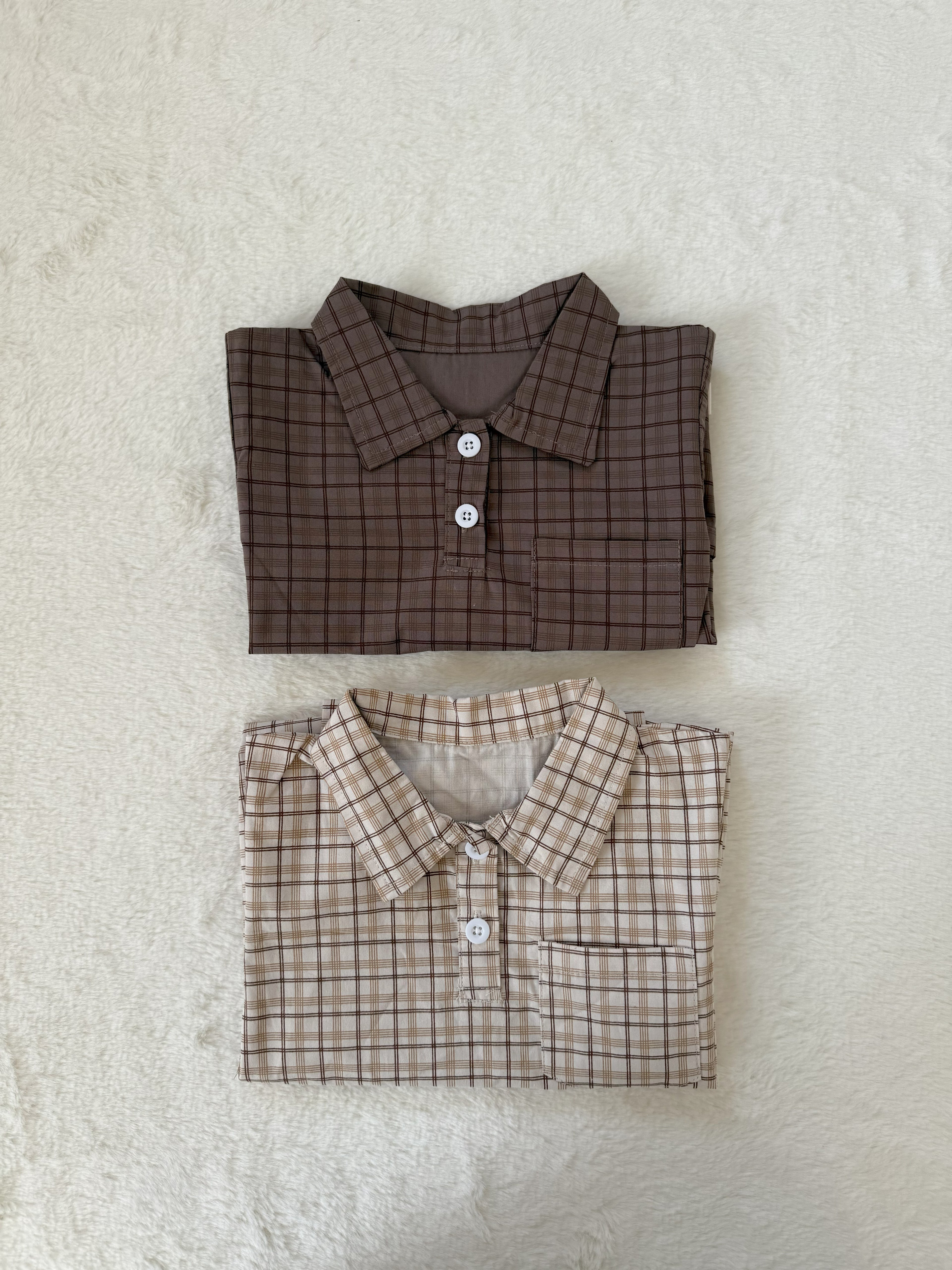 クラシックチェックシャツ風ロンパース