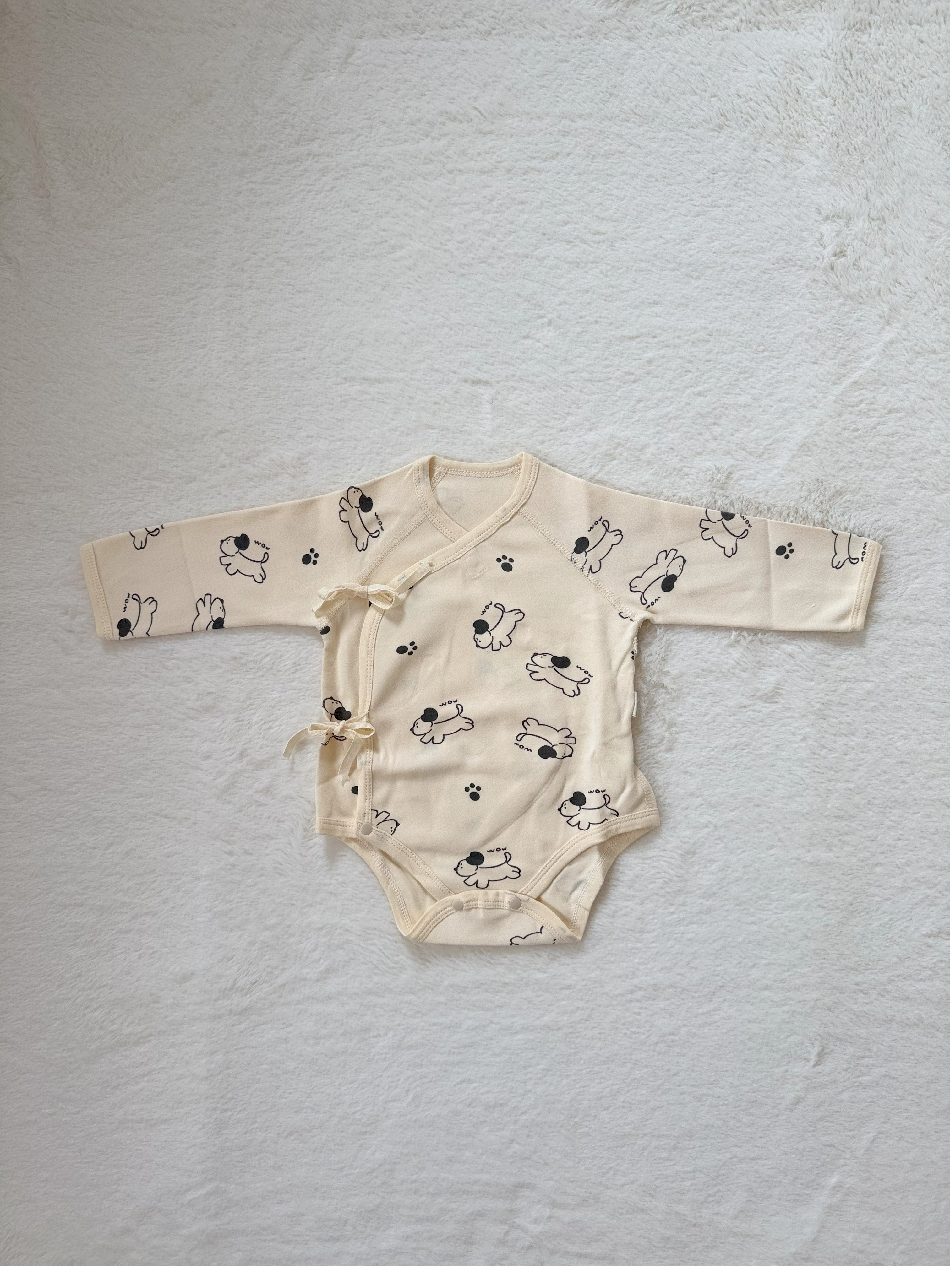 ふんわり総柄ベビーロンパース（月・いぬ・リーフ）