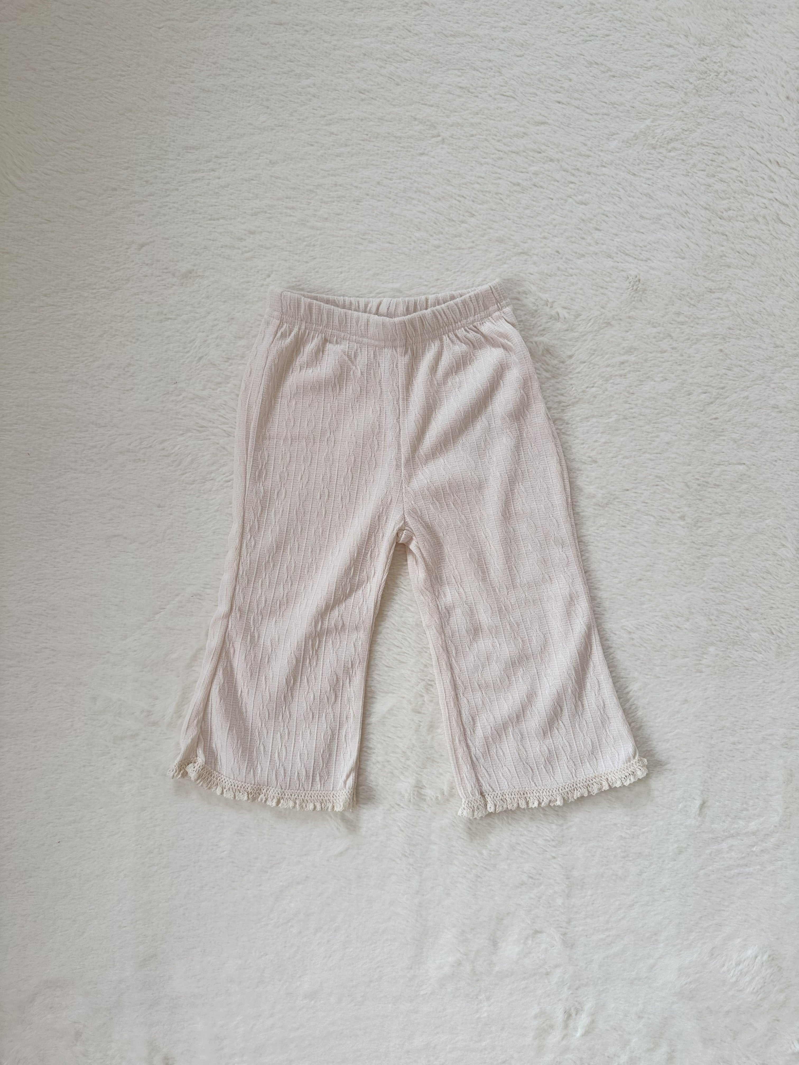 ナチュラルフリンジニットパンツ（ケーブル編み）