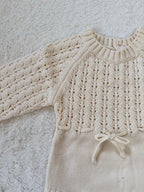 レース編みニットロンパース