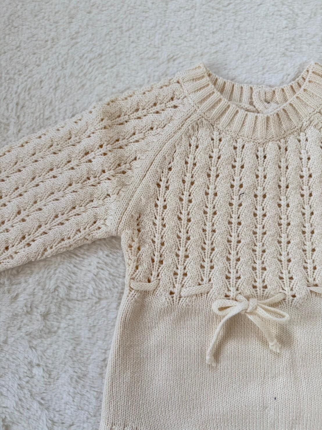 レース編みニットロンパース