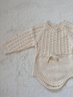 レース編みニットロンパース