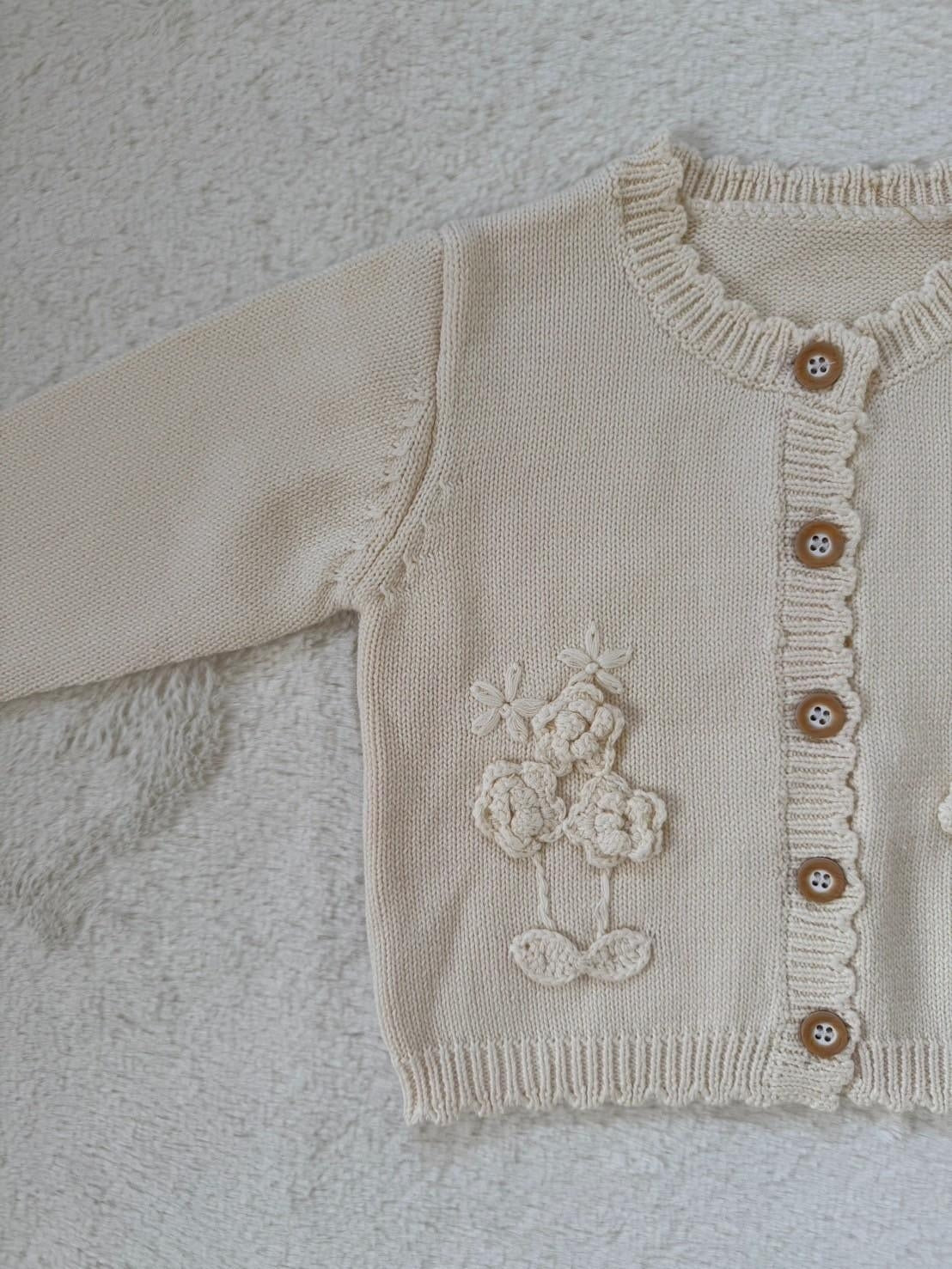 フラワー刺繍ニットカーディガン