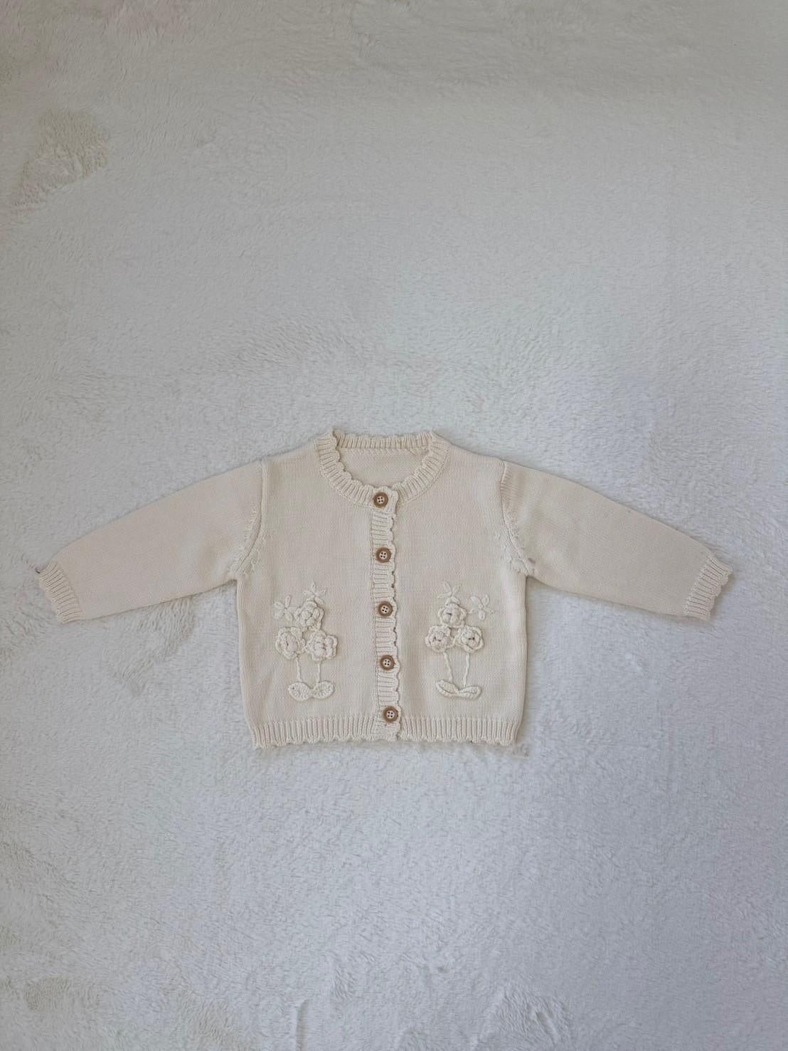 フラワー刺繍ニットカーディガン