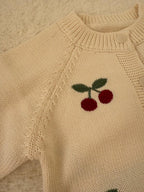 ＼選べる2タイプ／チェリー柄ベビーニット（ロンパース・カーディ）