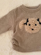 裏起毛ドッグ刺繍トップス＆パンツ