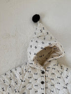 リボン柄キルティングジャケット フード付き・冬用中綿コート