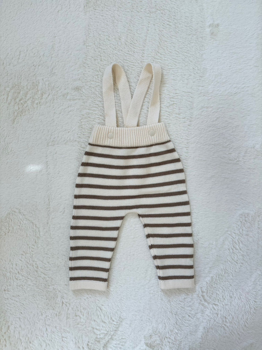 ボーダーニットサロペットパンツ