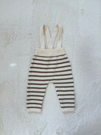 ボーダーニットサロペットパンツ