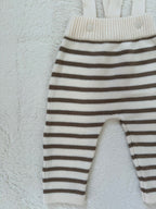 ボーダーニットサロペットパンツ