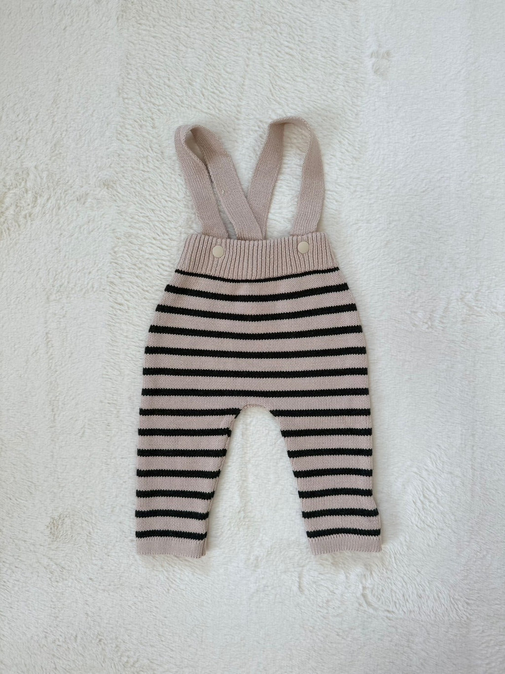 ボーダーニットサロペットパンツ