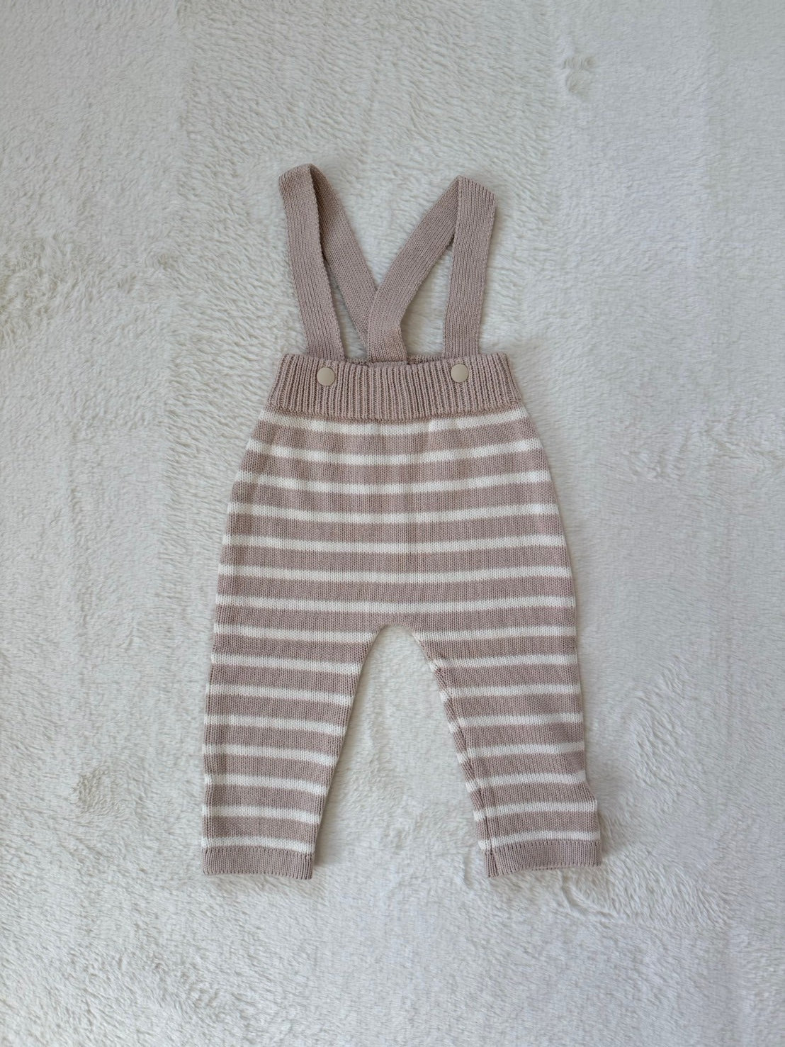 ボーダーニットサロペットパンツ