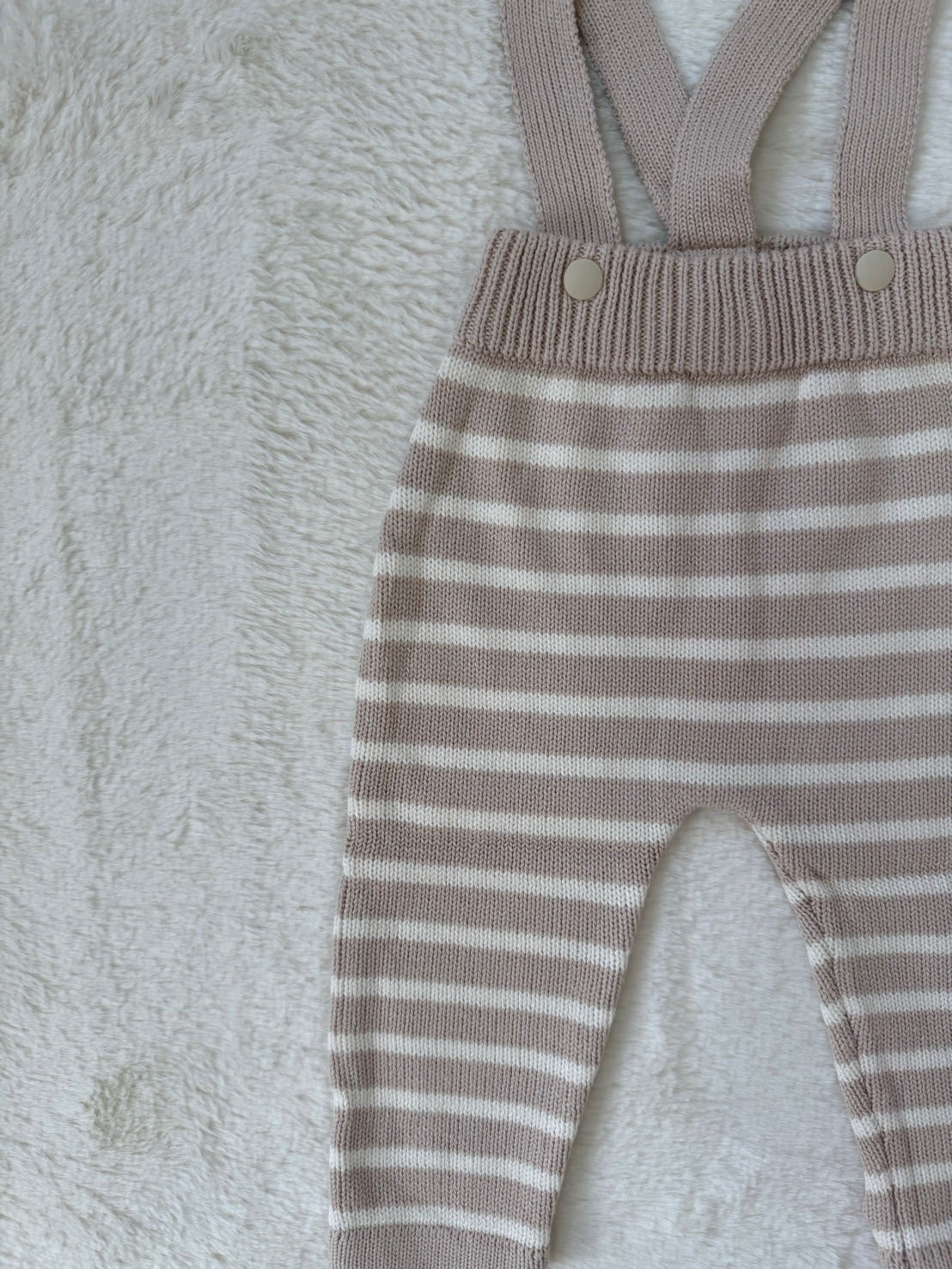 ボーダーニットサロペットパンツ