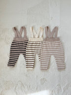 ボーダーニットサロペットパンツ