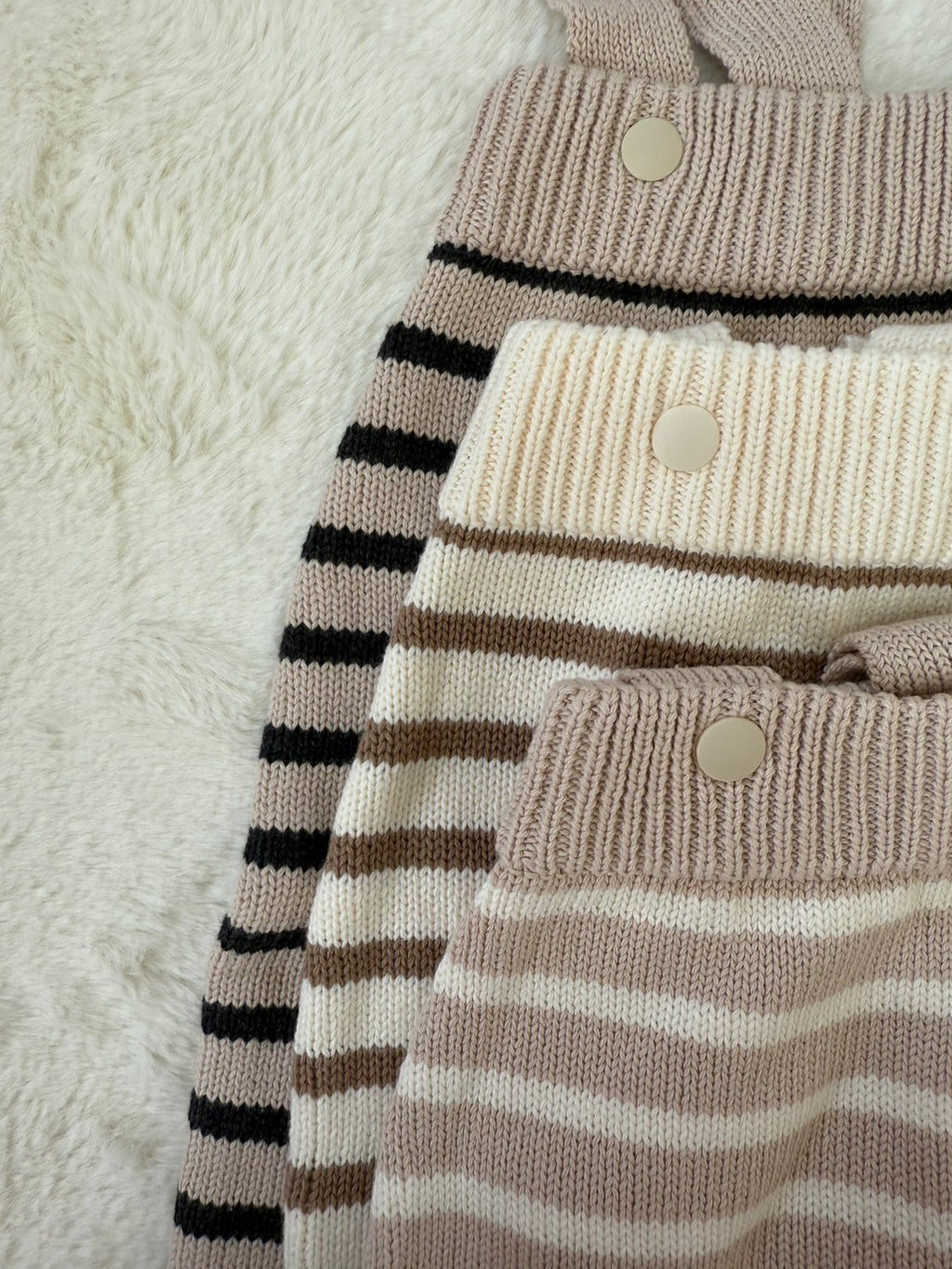 ボーダーニットサロペットパンツ