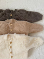 くま耳帽子付きふわふわロンパース