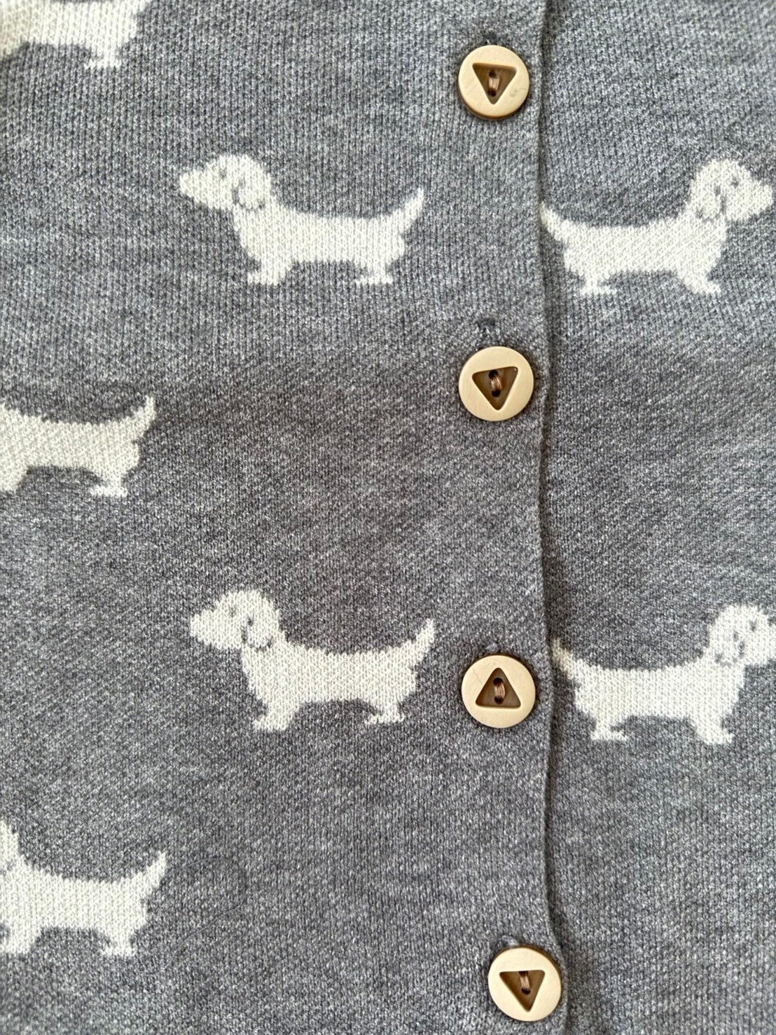 ダックスフンドパターンロンパース ベビー用ニットロンパース