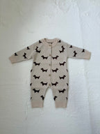 ダックスフンドパターンロンパース ベビー用ニットロンパース