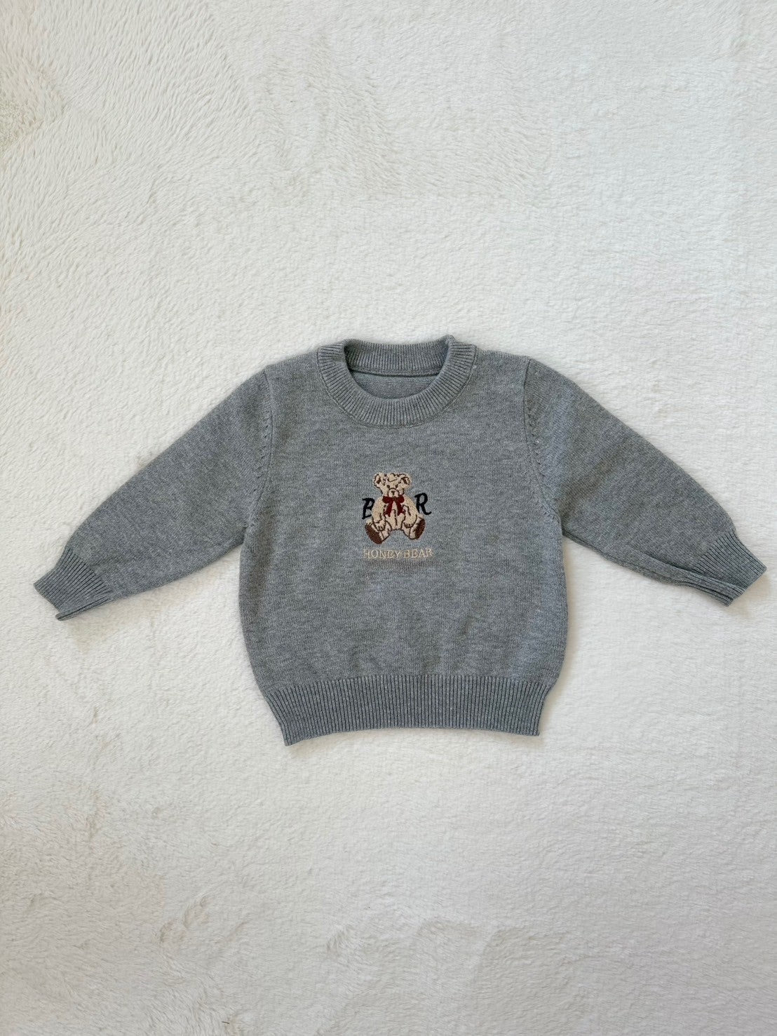 ベア刺繍ニットトップス HONEY BEAR・男の子＆女の子兼用