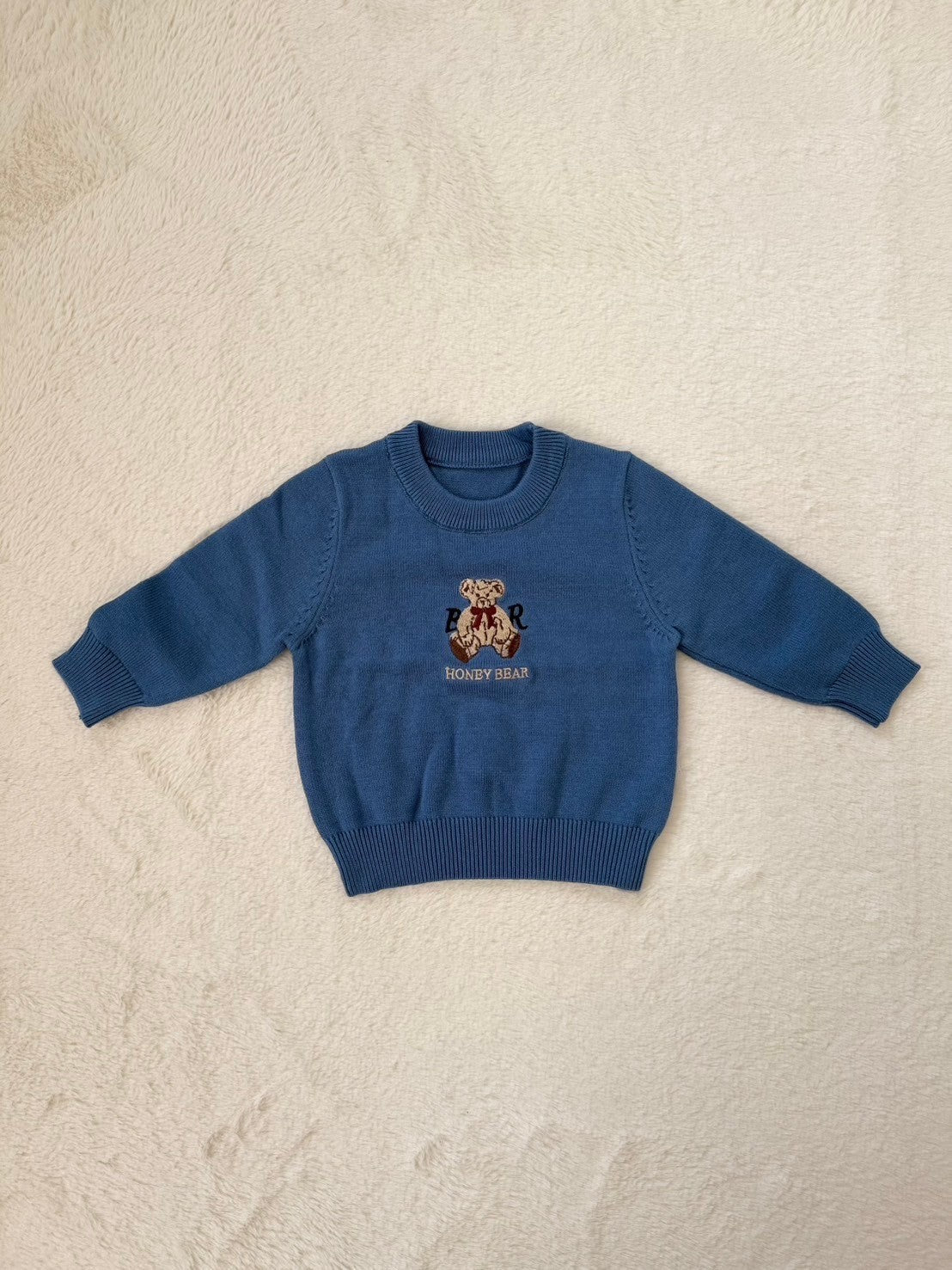 ベア刺繍ニットトップス HONEY BEAR・男の子＆女の子兼用