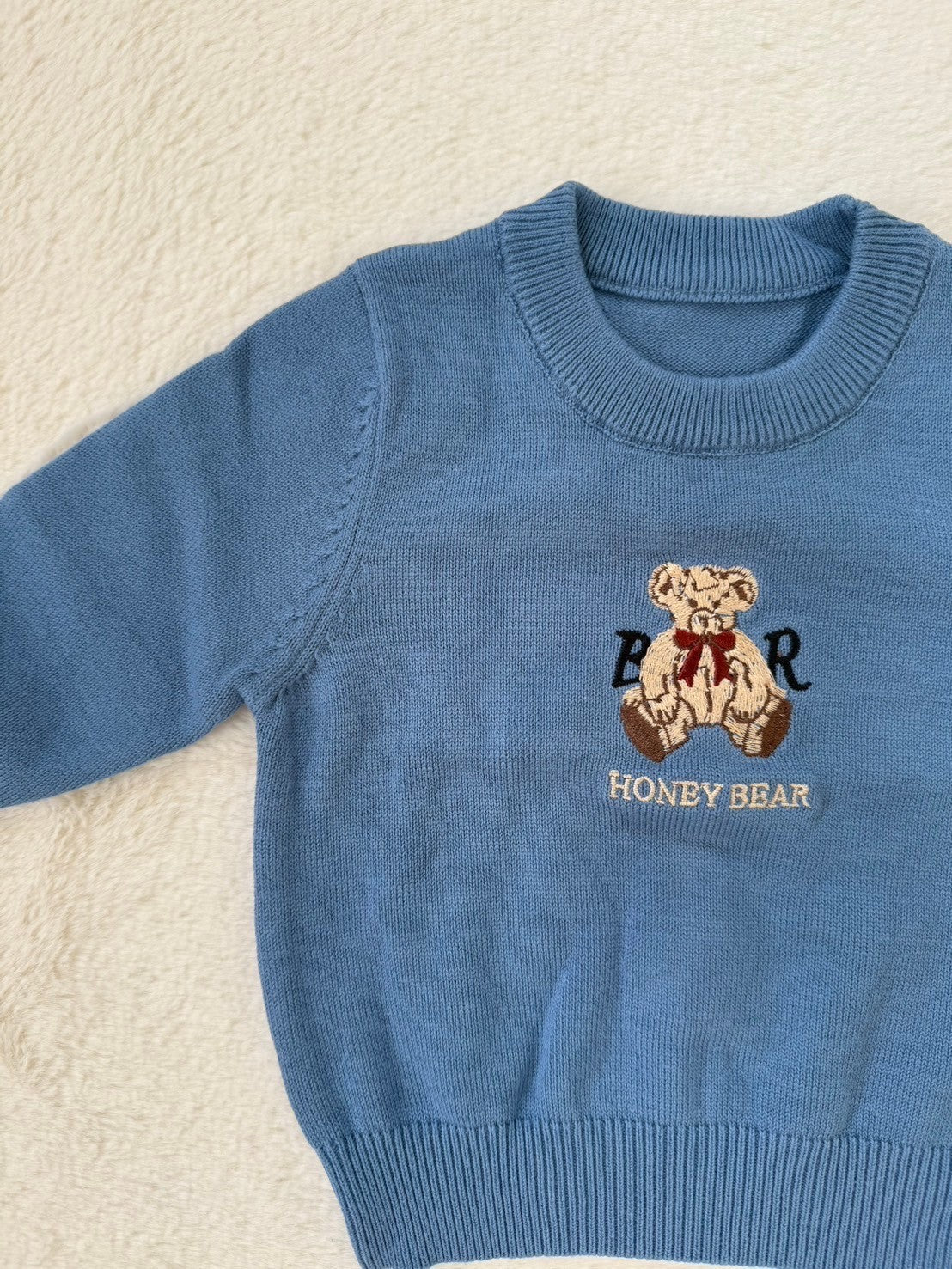 ベア刺繍ニットトップス HONEY BEAR・男の子＆女の子兼用