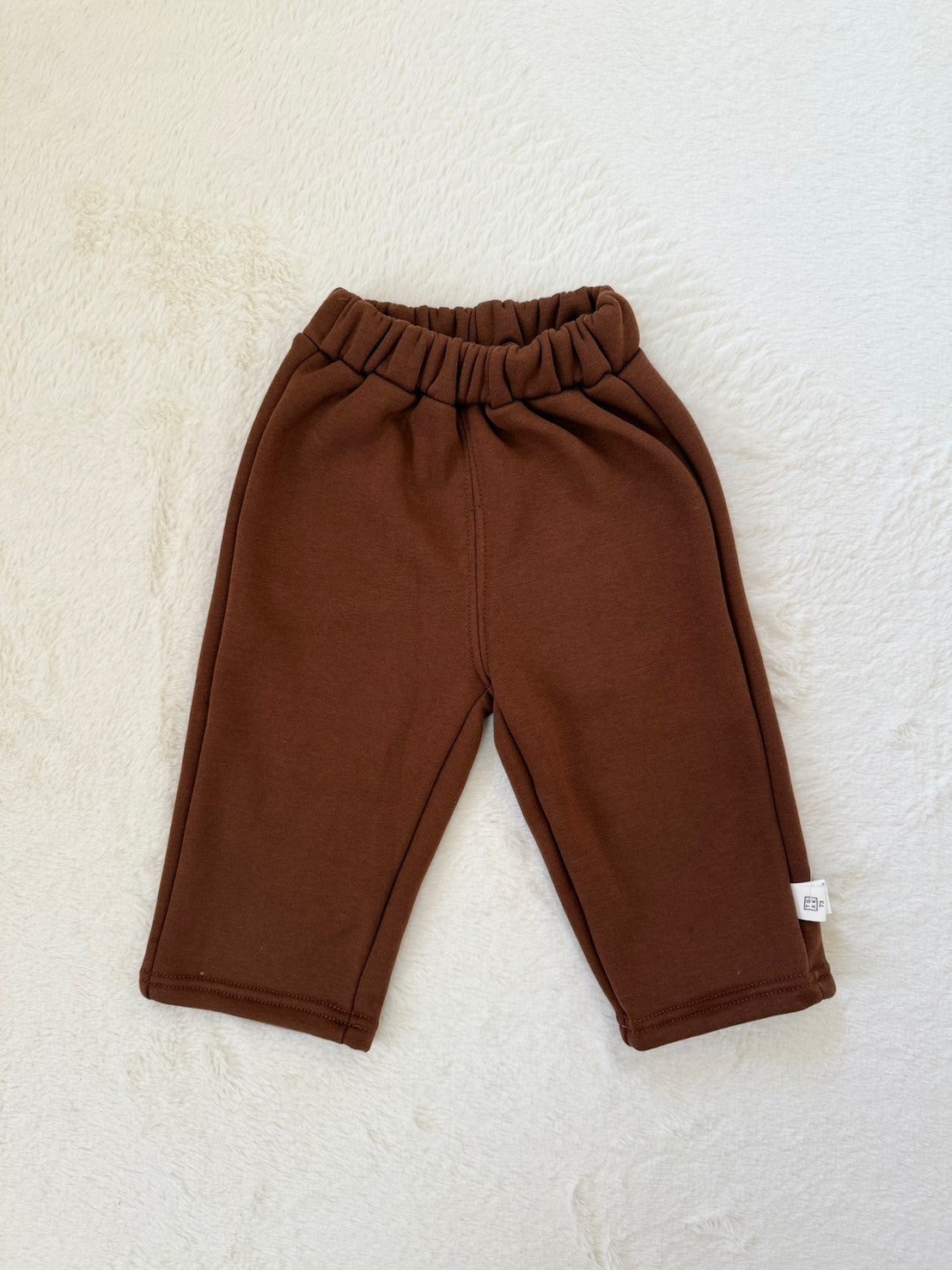 コットンベーシックロングパンツ4色展開・ウエストゴム・ワンポイントタグ付き