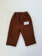 コットンベーシックロングパンツ4色展開・ウエストゴム・ワンポイントタグ付き