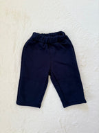 コットンベーシックロングパンツ4色展開・ウエストゴム・ワンポイントタグ付き