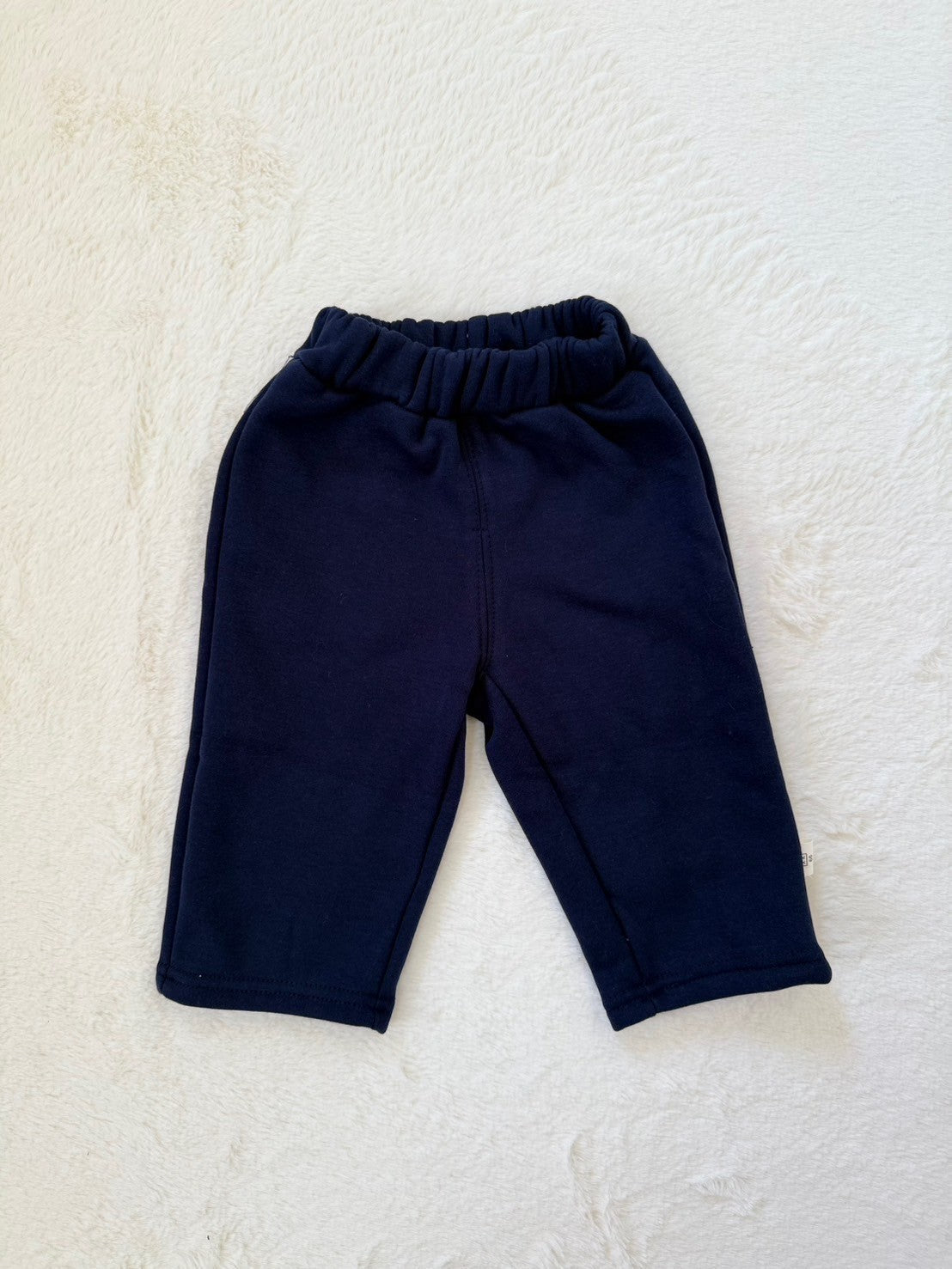 コットンベーシックロングパンツ4色展開・ウエストゴム・ワンポイントタグ付き