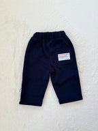 コットンベーシックロングパンツ4色展開・ウエストゴム・ワンポイントタグ付き